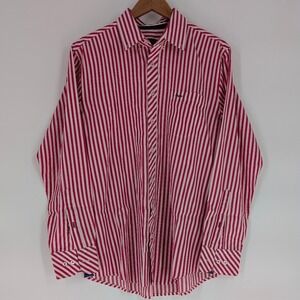 ARTURO CALLE Red and White Casual Button Down Shirt with Stripes‎